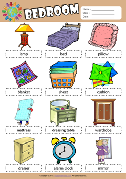 Bedroom ESL Printable Worksheets For Kids 1